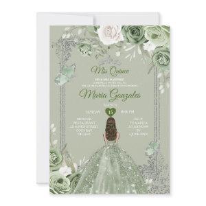 Silver Crown Sage Green Floral Mis Quince 15 Anos