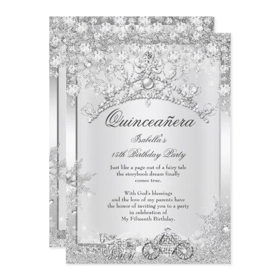 Silver Crystal Quinceanera 15th Winter Carriage