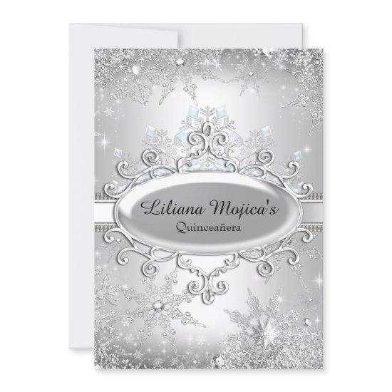 Silver Crystal Snowflake Princess Quinceanera