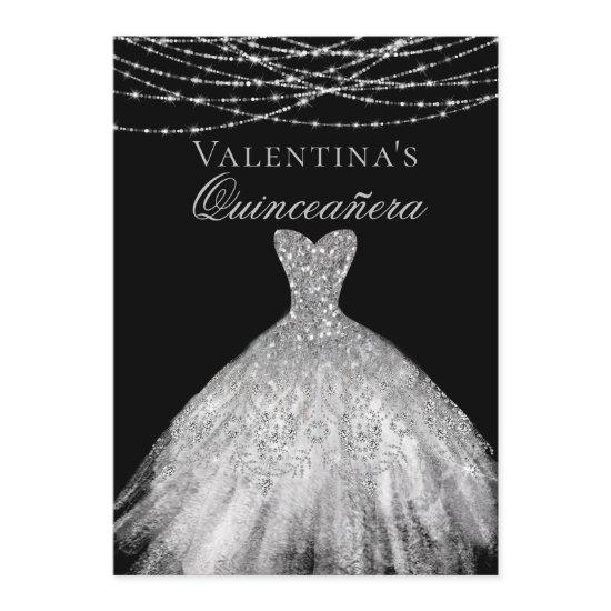 Silver Diamond Sparkle Dress Quinceanera