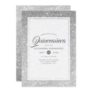 Silver Diamond Sparkle Glitter Elegant Quinceañera