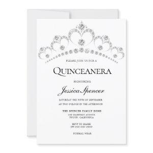 Silver Diamond Tiara Quinceanera Party Invite