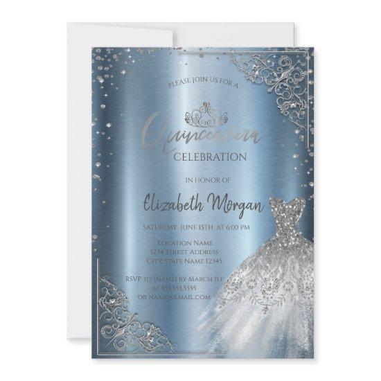 Silver Diamonds Frame Dress Quinceañera