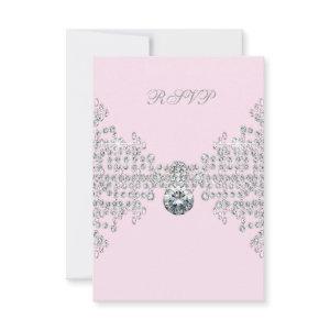 Silver Diamonds Pink Sweet 16 Birthday Party RSVP