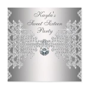 Silver Diamonds White Sweet Sixteen Birthday Party