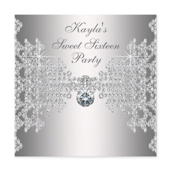Silver Diamonds White Sweet Sixteen Birthday Party