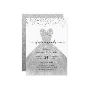 Silver Dress Elegant Glitter Quinceanera Party