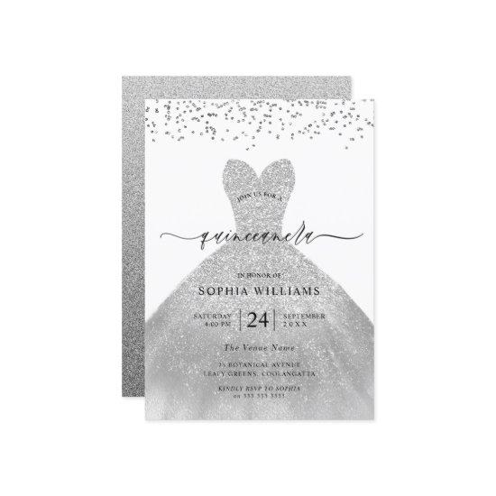 Silver Dress Elegant Glitter Quinceanera Party