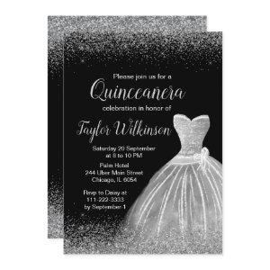 Silver Dress Faux Glitter Quinceanera