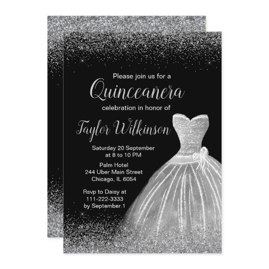 Silver Dress Faux Glitter Quinceanera