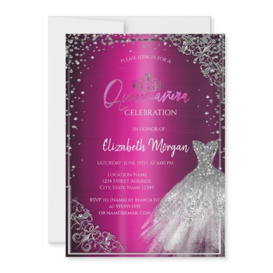 Silver Dress Tiara,Diamonds Purple Quinceañera
