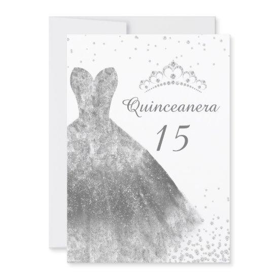 Silver Dress & Tiara Quinceanera 15th Birthday