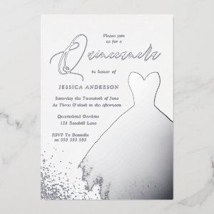 Silver Foil Dress Elegant Quinceanera Party Foil