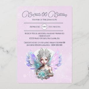Silver foil fairy princess rose flower iridescent  foil