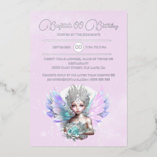 Silver foil fairy princess rose flower iridescent  foil