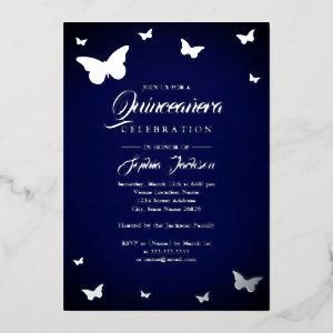 SILVER FOIL Navy Butterfly Quinceanera Foil