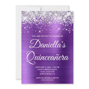 Silver Glitter Amethyst Foil Quinceañera