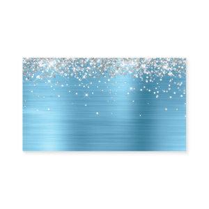 Silver Glitter Baby Blue Foil Blank Place Card