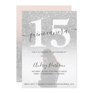 Silver glitter blush pink quinceanera photo