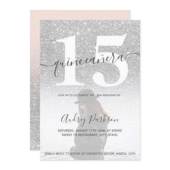 Silver glitter blush pink quinceanera photo