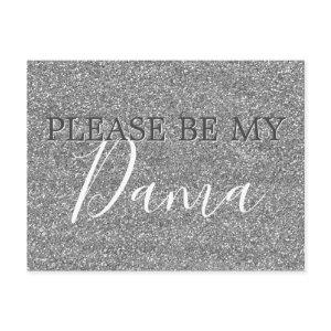 Silver Glitter Dama Quinceanera Proposal  Postcard