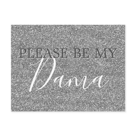 Silver Glitter Dama Quinceanera Proposal  Postcard