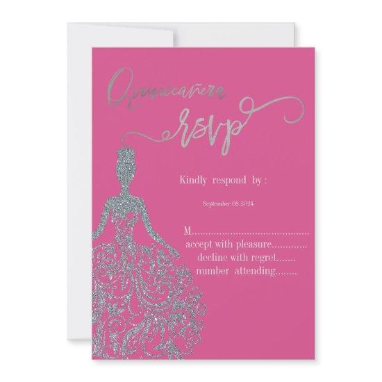 Silver Glitter Dress Fuschia RSVP