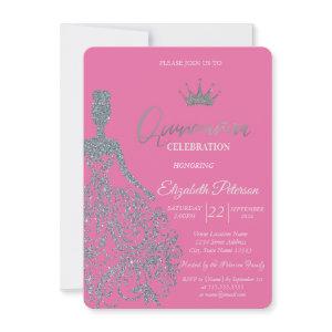 Silver Glitter Dress Girl Chic Fuschia