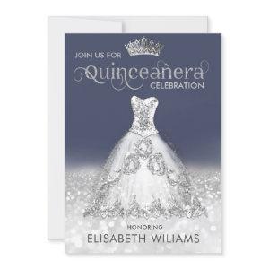 Silver glitter dress ombre tiara Quinceañera   Inv