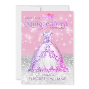 Silver glitter dress ombre tiara Quinceañera   Inv
