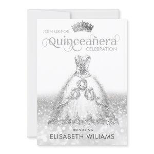 Silver glitter dress ombre tiara Quinceañera  Invi