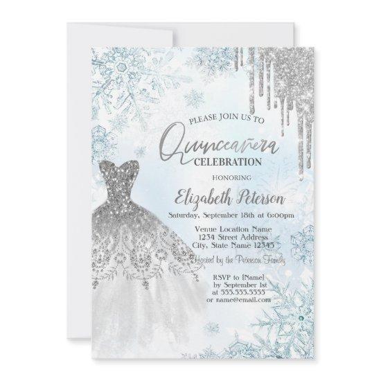 Silver Glitter Drips,Dress Snowflakes