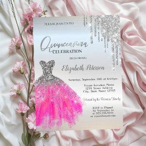 Silver Glitter Drips,Luxury Dress Quinceanera