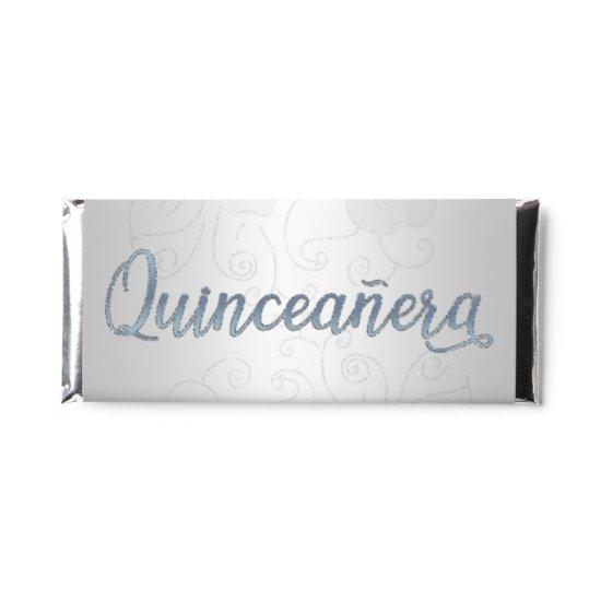 Silver Glitter Dusty Blue QUINCEAÑERA  Hershey Bar Favors