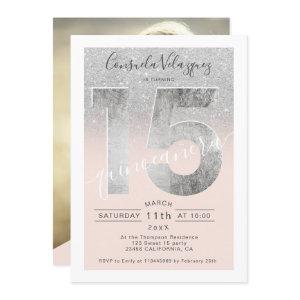 Silver glitter foil script blush quinceanera photo