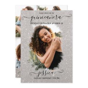 Silver Glitter Halo Photo Collage Quinceañera