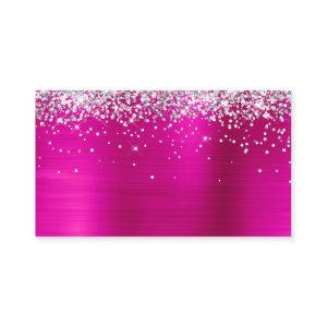 Silver Glitter Hot Pink Foil Blank Place Card
