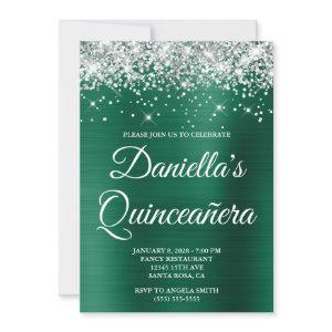 Silver Glitter Hunter Green Foil Quinceañera