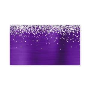 Silver Glitter Indigo Purple Foil Blank Place Card