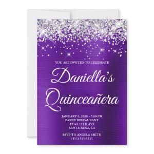 Silver Glitter Indigo Purple Foil Quinceañera