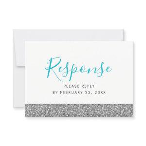Silver Glitter Modern Fun RSVP Response Card
