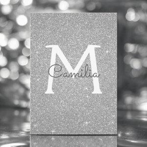 Silver Glitter Monogram Sparkle Quinceanera