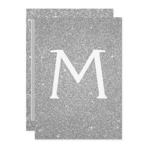 Silver Glitter Monogram Sparkle Quinceanera