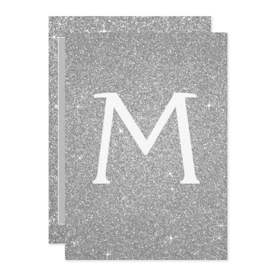 Silver Glitter Monogram Sparkle Quinceanera