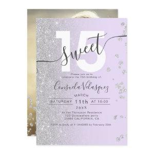 Silver glitter ombre lavender Quinceanera photo In
