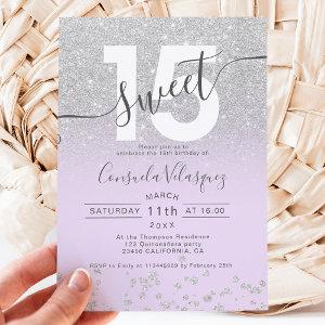 Silver glitter ombre lavender Quinceanera photo