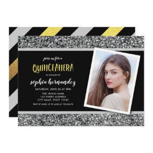 Silver Glitter Photo Quinceanera
