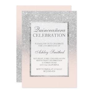 Silver glitter pink elegant chic Quinceañera