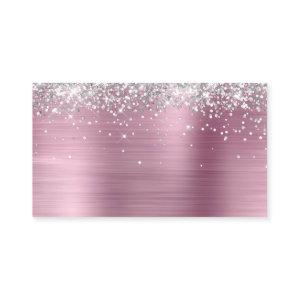 Silver Glitter Pink Foil Blank Place Card