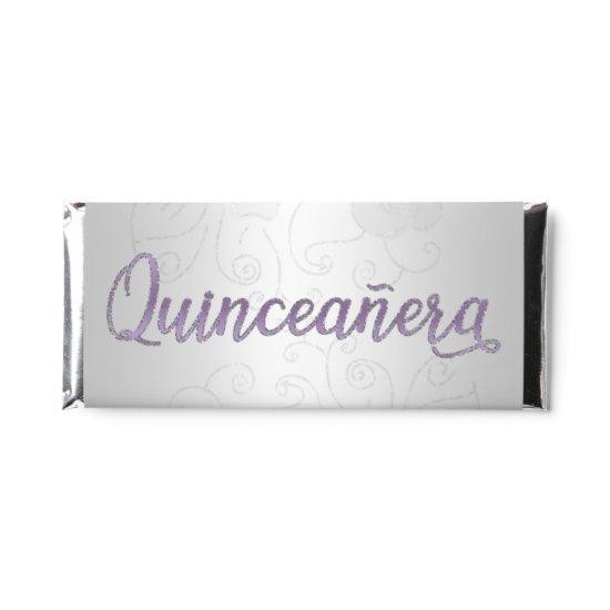 Silver Glitter Purple QUINCEAÑERA  Hershey Bar Favors